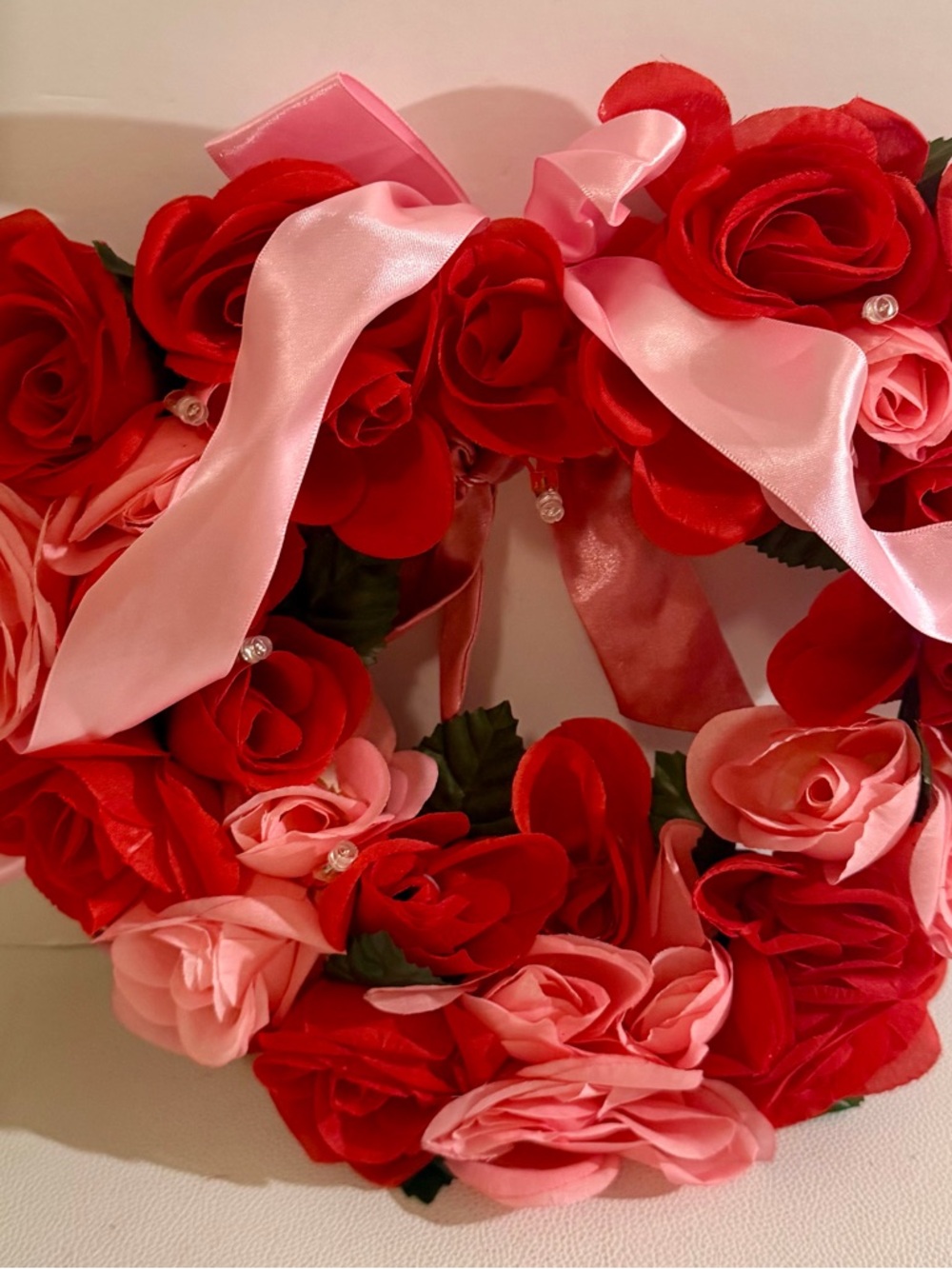 Avon Valentine Heart Rose Wreath Lighted Red Pink Floral Wall Hanging LED Decor - Picture 12 of 13